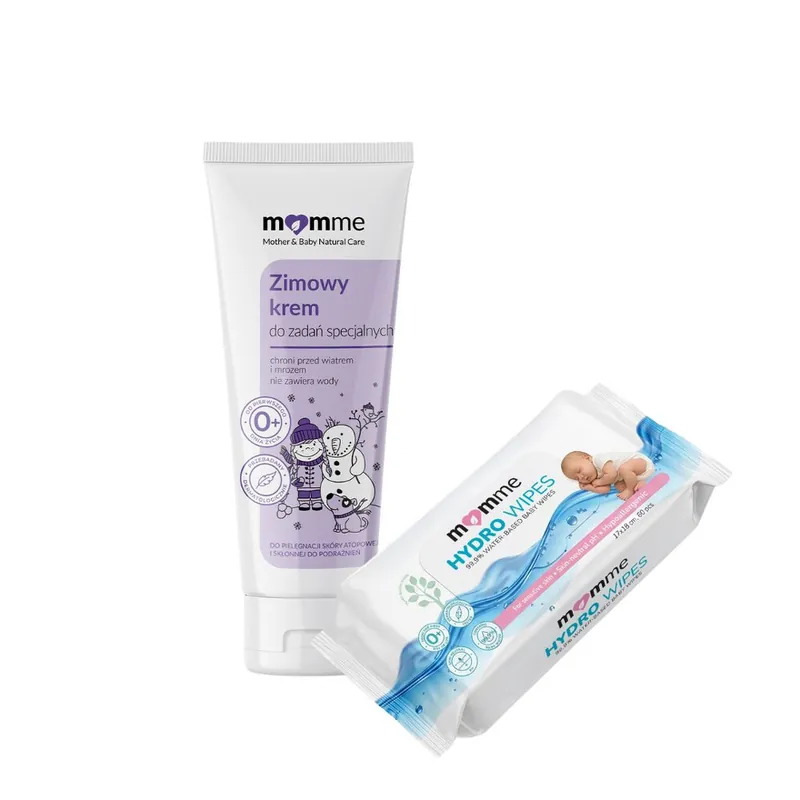 Zimowy krem do zadań specjalnych Momme i chusteczki HYDRO WIPES